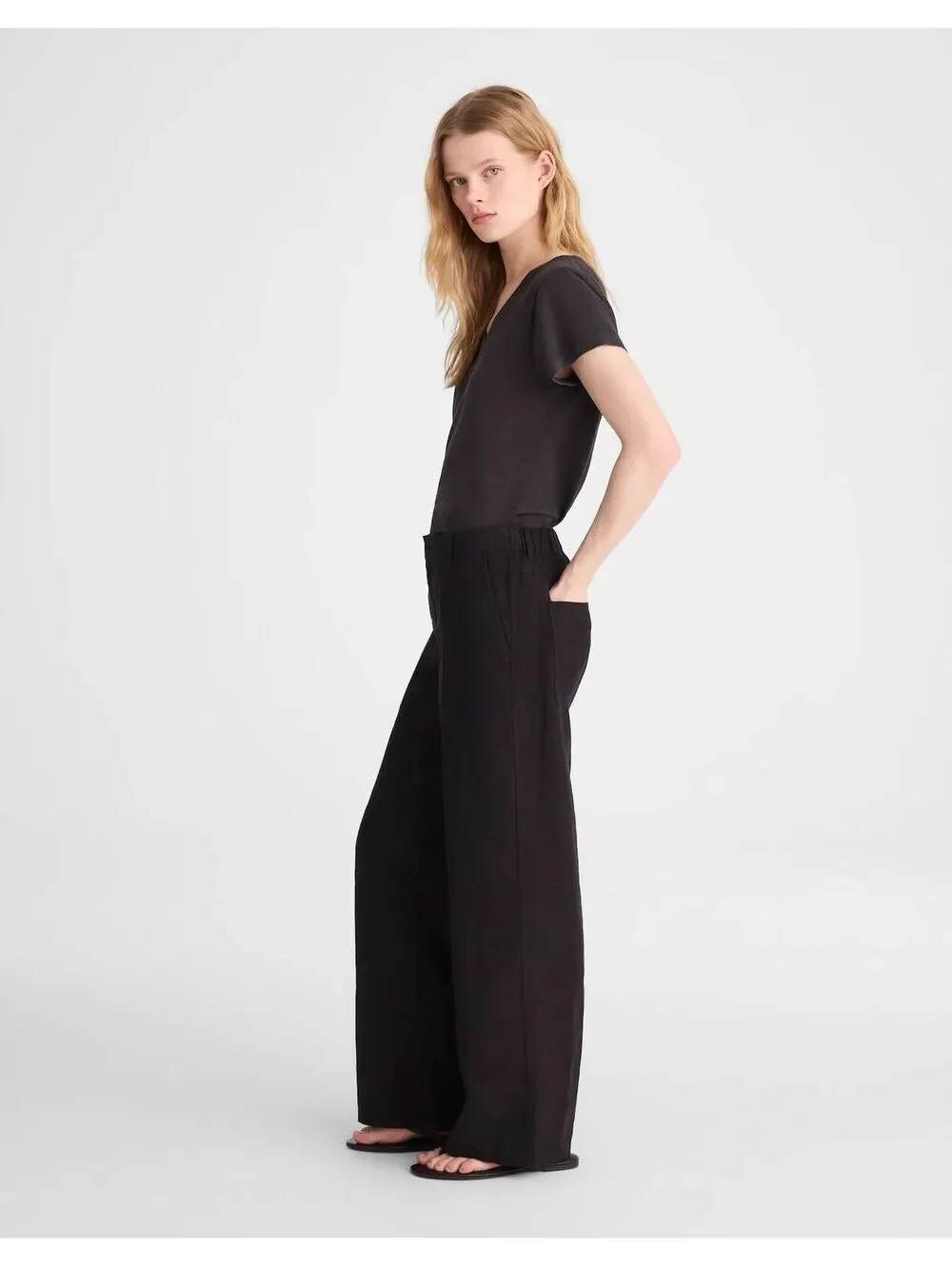 NWT Madewell The Zoe Relaxed Straight Pant in 100% Linen - Size 8 - MSRP $118 - Picture 4 of 5